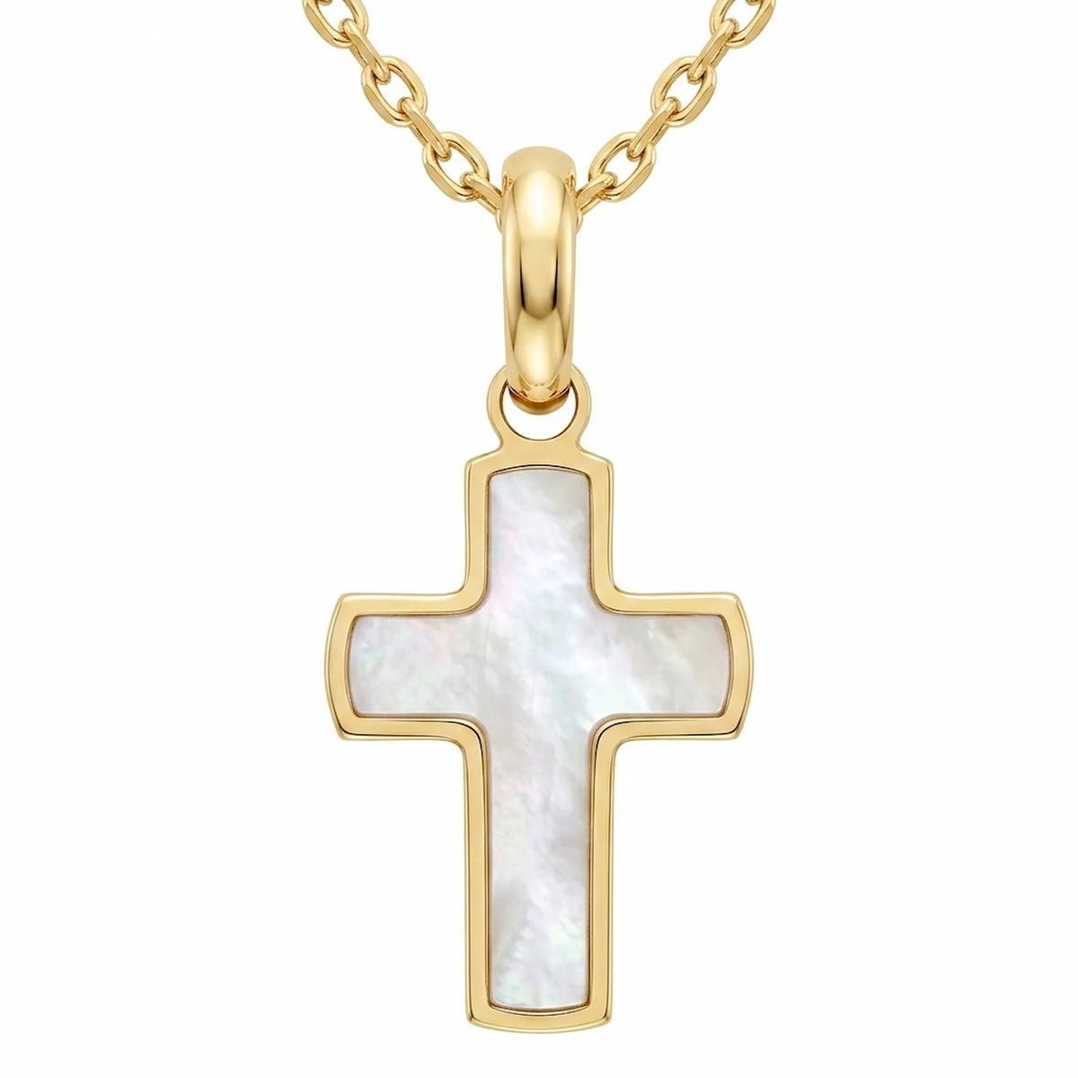9ct Yellow Gold Mother Of Pearl Cross
