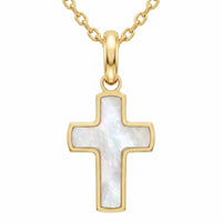 9ct Yellow Gold Mother Of Pearl Cross