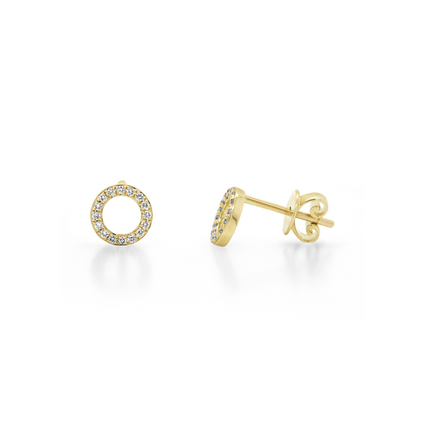 9ct Yellow Gold Circle Diamond Studs - alternate view