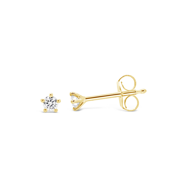 9ct Yellow Gold 5 Claw Brilliant Cut Diamond Studs - alternate view