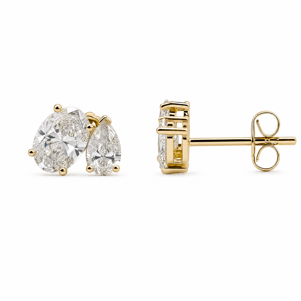 9ct Yellow Gold Oval & Pear Lab Grown Diamond Earrings