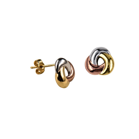 9ct Three tone Knot earrings - alternate view