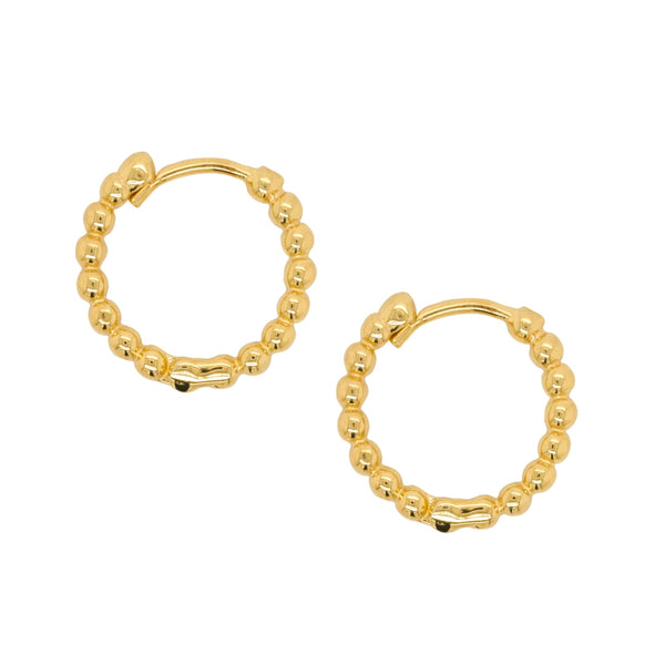 9ct Yellow Gold Beaded Huggie Earring - alternate view