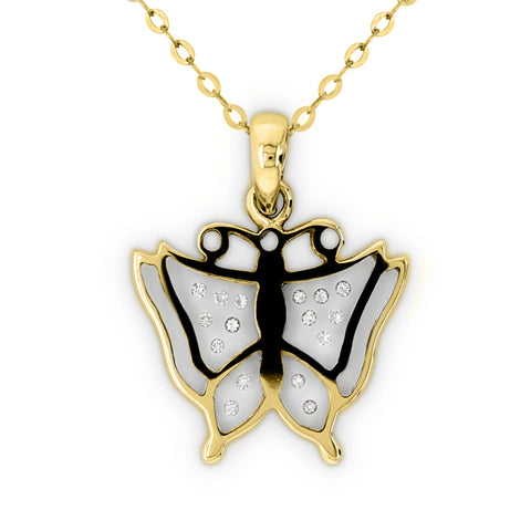 9ct Yellow Gold 'Diamonds in Ice Butterfly' Pendant - alternate view