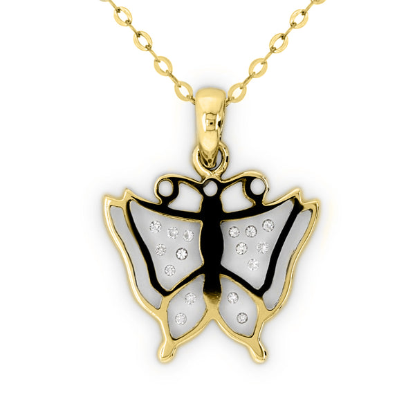 9ct Yellow Gold 'Diamonds in Ice Butterfly' Pendant - alternate view