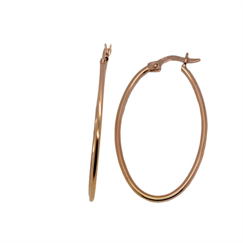9ct Rose Gold Oval Hoop Earrings - alternate view