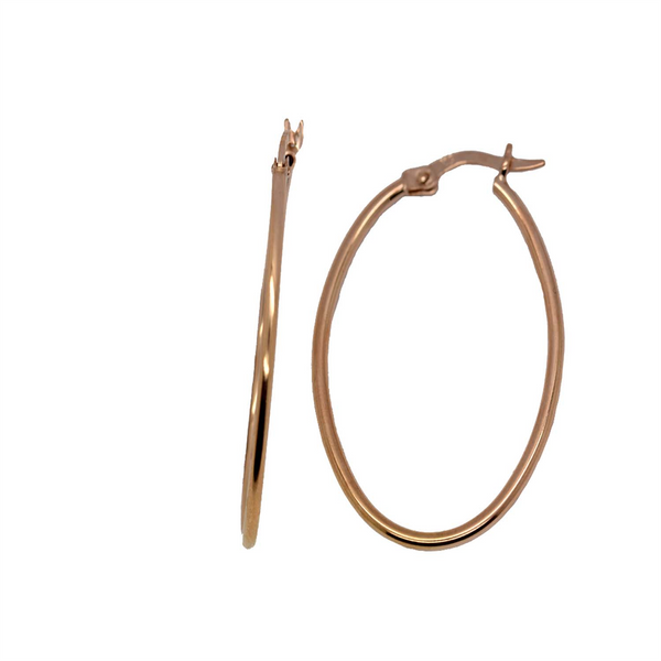 9ct Rose Gold Oval Hoop Earrings - alternate view
