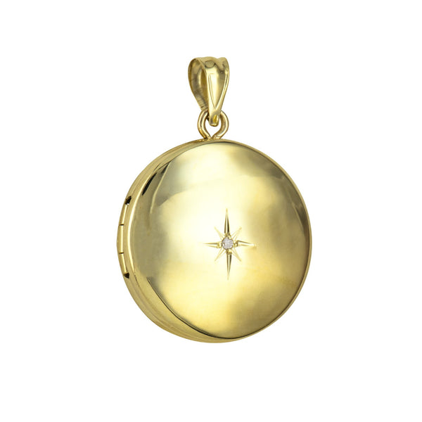9ct Yellow Gold Diamond Set Round Locket - alternate view