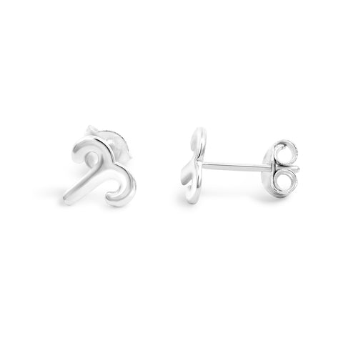 Sterling Silver Aries Zodiac Stud Earrings - alternate view