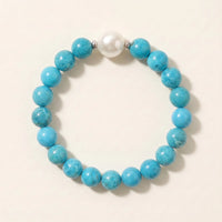 Turquoise Howlite And Freshwater Pearl Bracelet