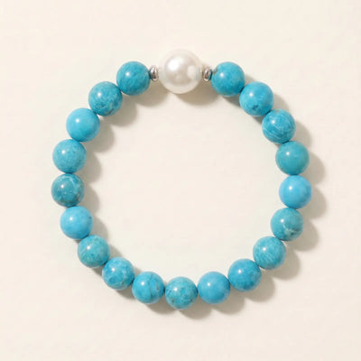 Turquoise Howlite And Freshwater Pearl Bracelet - alternate