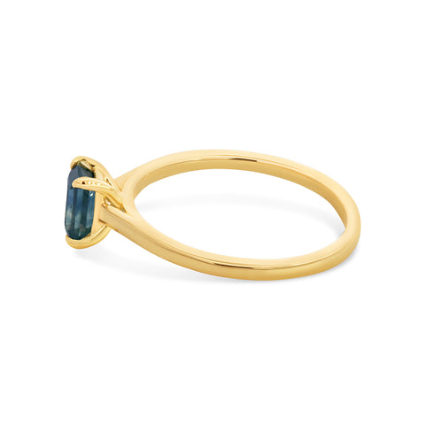 14ct Yellow Gold Emerald Cut Montana Sapphire Ring - alternate view