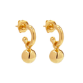 Najo Yellow Gold Plated Half Hoop Earring With Ball Drop