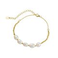 Yellow Gold Plated Beaded Bracelet With Freshwater Pearls