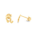 Yellow Gold Plated Leo Zodiac Stud Earrings
