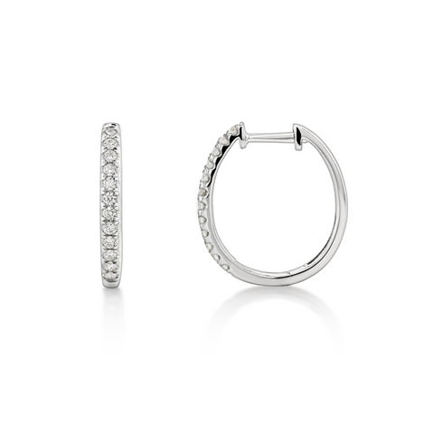9ct White Gold Oval Diamond Huggies - alternate view