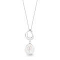 Sterling Silver Freshwater Pearl Coin Necklace With Open Circle Bail