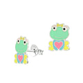 Sterling Silver Enamel Frog Stud Earrings
