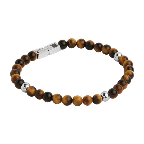 Najo Atlas Men's 6mm Beaded Tiger's Eye Bracelet - alternate view