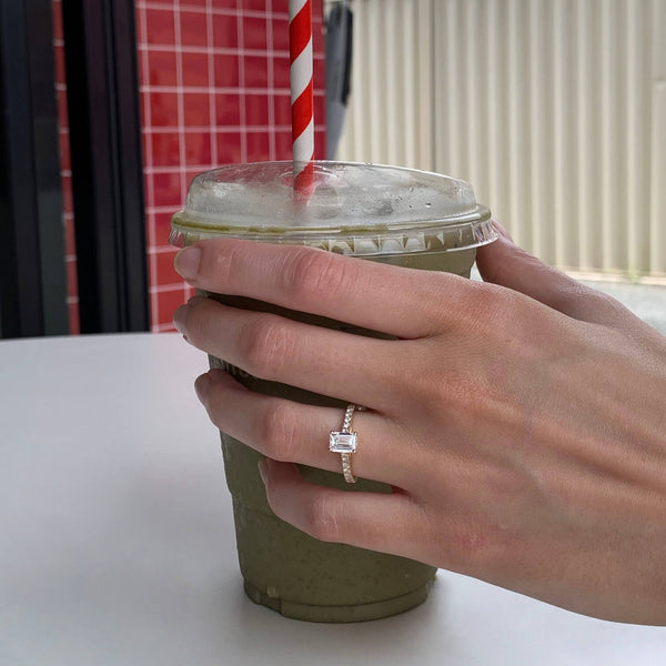 The Estella | 1.52ct Emerald Lab Grown Engagement Ring - alternate view