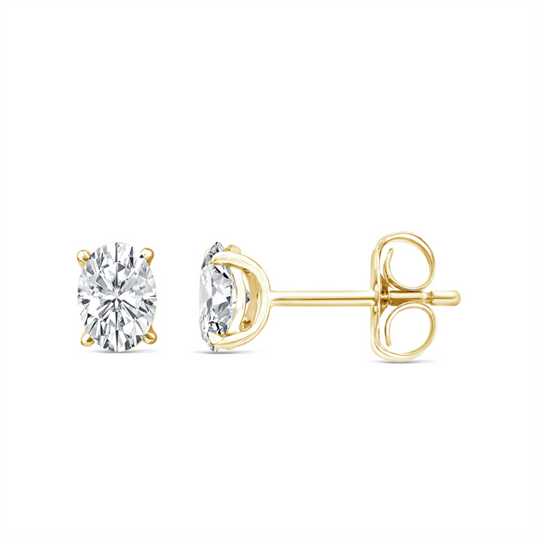 9ct Yellow Gold 1.00ct Oval Lab Grown Diamond Stud Earrings - alternate view