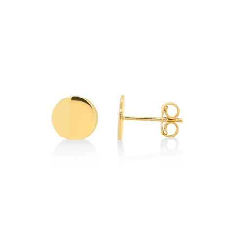 9ct Yellow Gold Solid Disc Earrings - alternate view