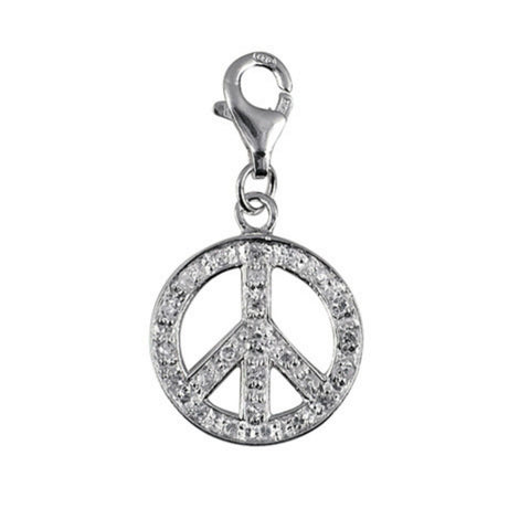 Sterling Silver Cz Peace sign Charm - alternate view