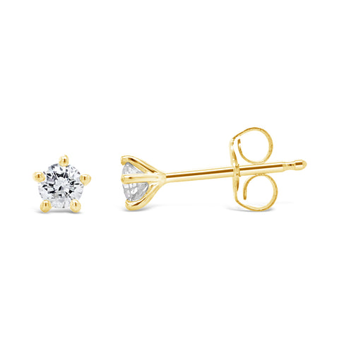 9ct Yellow Gold 5 Claw Brilliant Cut Diamond Studs - alternate view