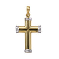 9ct Yellow Gold Cross with White Gold Ridged Edges