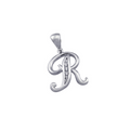 Sterling Silver Script Letter R With Cubic Zirconia