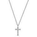 9ct White Gold Diamond Set Cross Necklace