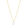 Yellow Gold Plated Fine Cable And Ball Chain With Freshwater Pearl Drop