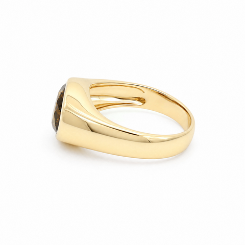 9ct Yellow Gold Oval Olive Quartz Dress Ring - alternate view