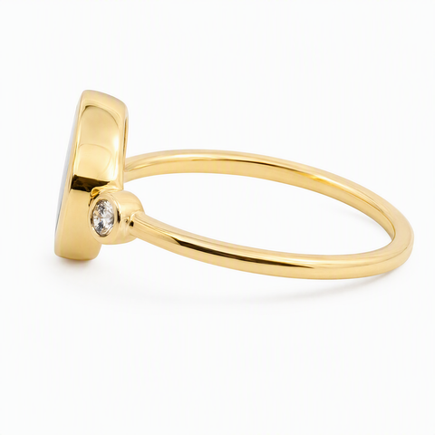 9ct Yellow Gold Opal & Lab Grown Diamond Dress Ring - alternate view