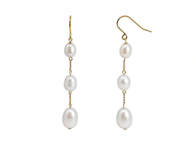 9ct Yellow Gold Ida Freshwater Pearl Drop Earrings