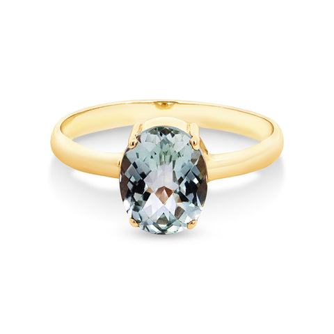 9ct Yellow Gold Oval Green Amethyst Ring - alternate view