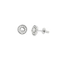 9ct White Gold Diamond And Plain Disc Earrings
