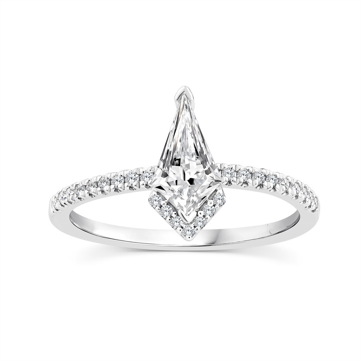 9ct White Gold Kite Shape Lab Grown Diamond Ring