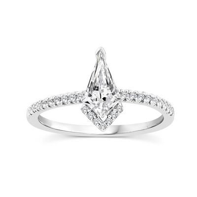 9ct White Gold Kite Shape Lab Grown Diamond Engagement Ring