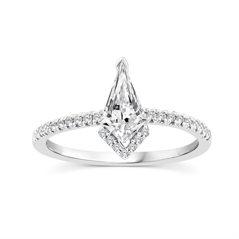 9ct White Gold Kite Shape Lab Grown Diamond Ring