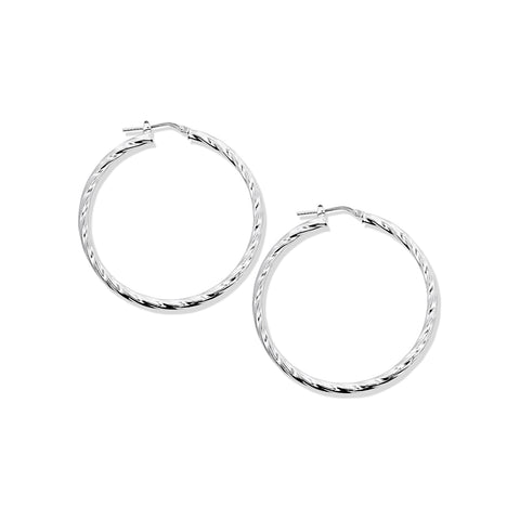 Sterling Silver Twist Italian Hoop Earrings - alternate view