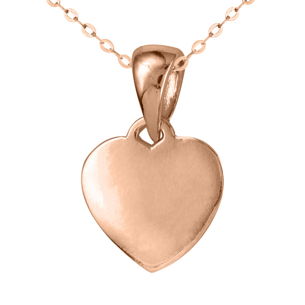 9ct Rose Gold 10mm Heart Engravable Pendant - alternate view