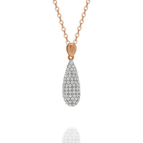 9ct Rose Gold Small Briolette Diamond Pendant - alternate view