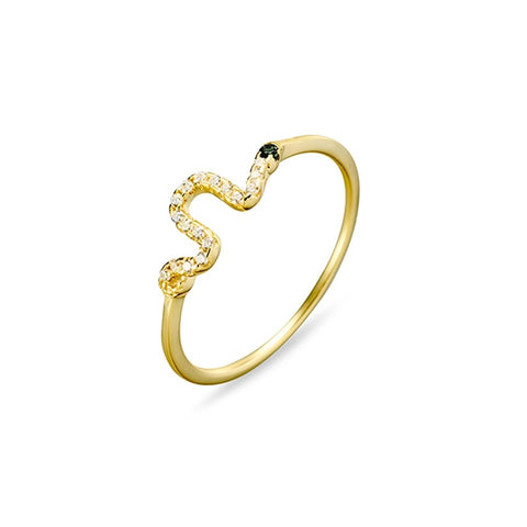 Yellow Plated Fine Cz Snake Ring - alternate view