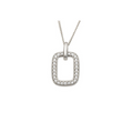 9ct White Gold Open Square Pendant With Diamonds
