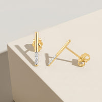 9ct Yellow Gold Diamond Bar Earrings