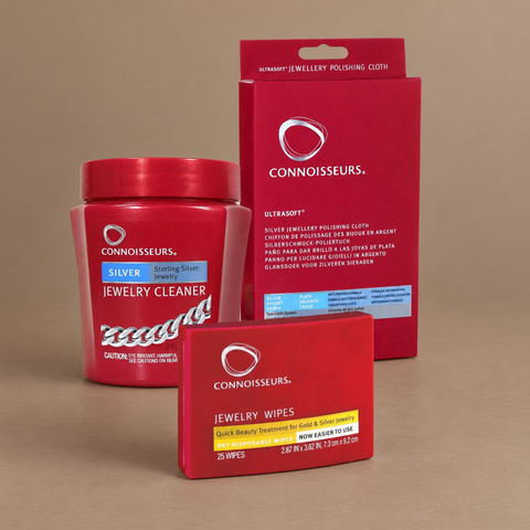 Silver Jewellery Cleaning Bundle on a warm brown background