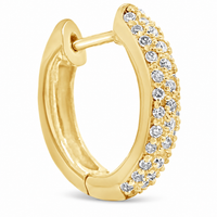 Closer look at the yellow gold diamond huggies