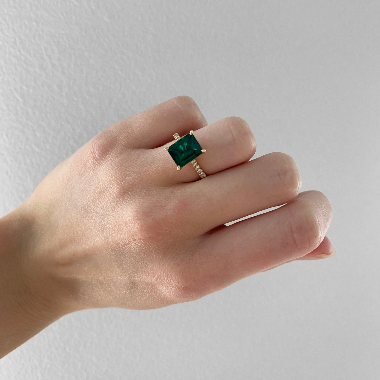 18ct Yellow Gold 'Isabella' Biron Emerald & Lab Grown Diamond Engagement Ring