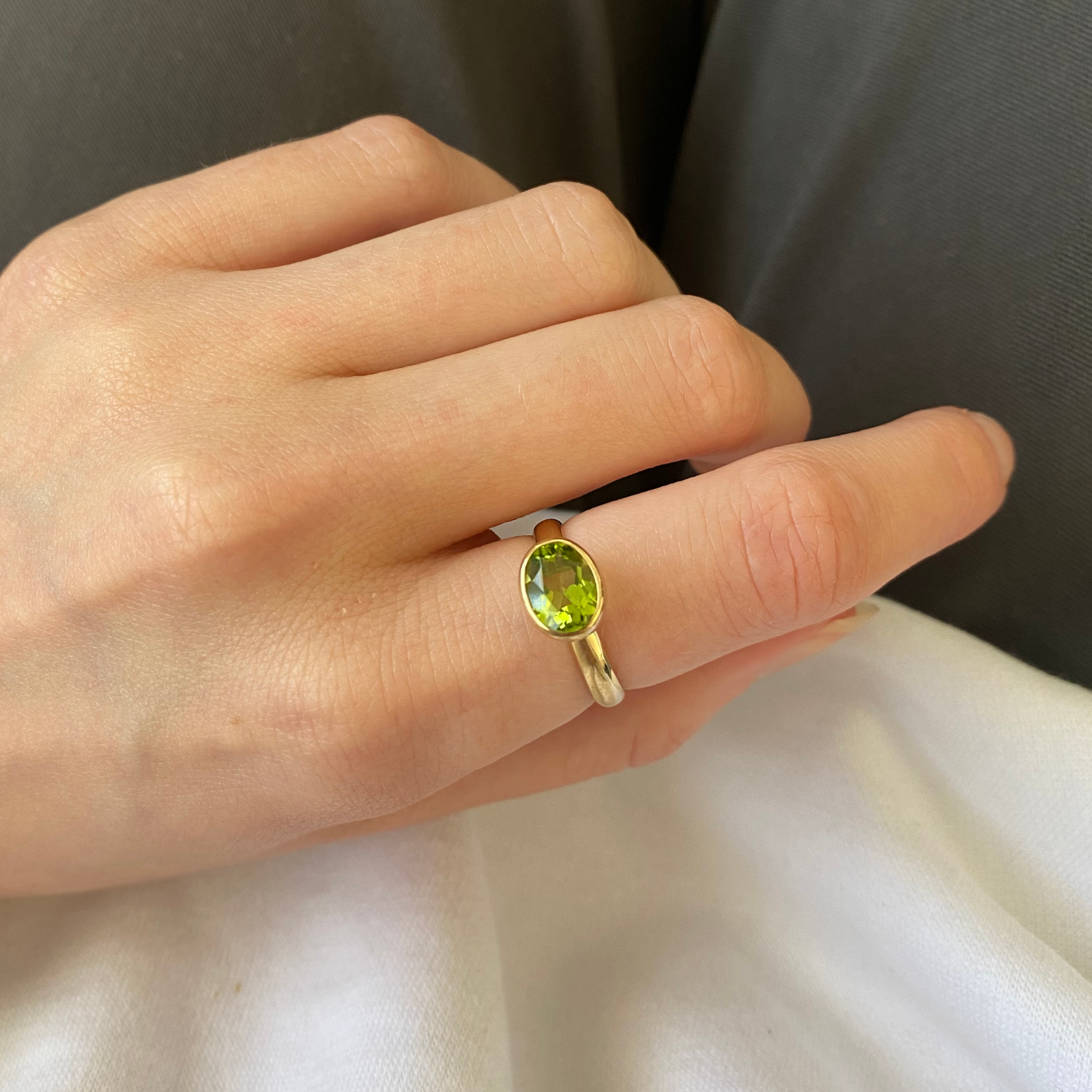 Aquamarine and 2025 peridot ring